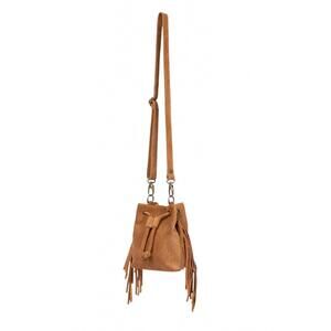NEW PENELOPE CHILVERS women's mini fringe suede bag in tan